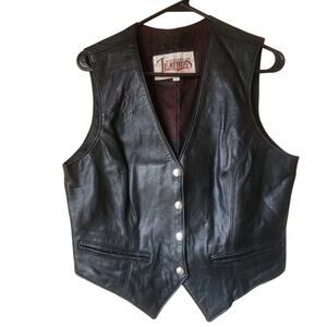 Leather Vest Classic Tailored Cut Size 10 Black Biker Motorcycle Cruise Rock